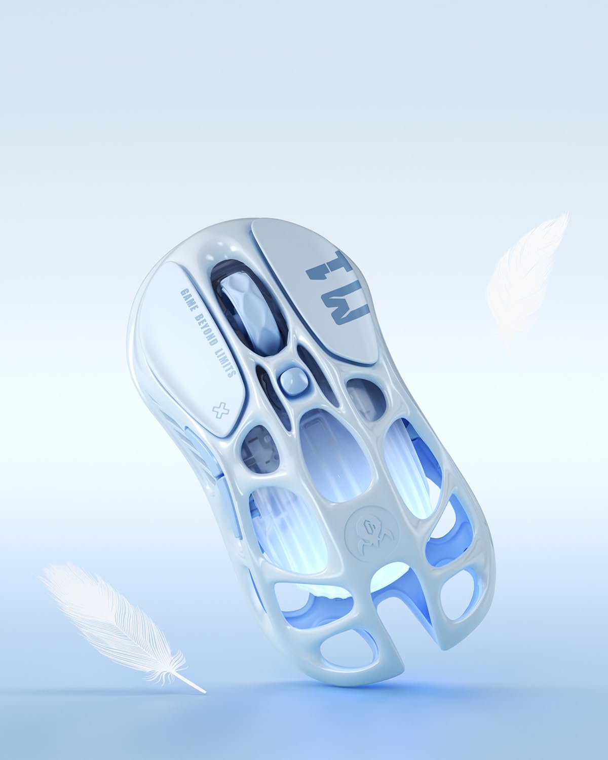 GravaStar Mercury M1 Pro Mouse Gaming, Lega di magnesio ultraleggera, 26.000 DPI, Sensore PAW3395DM, 5 tasti programmabili, Cablato/2.4G/BT, Fino a 200 h di batteria (Blu Ghiaccio)