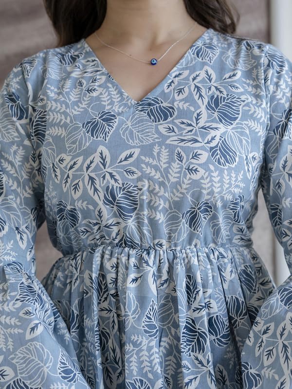 Image of AHMI New Cotton Floral Printed Flared Casual Tunic Kurta for Women | Women Tunic Top