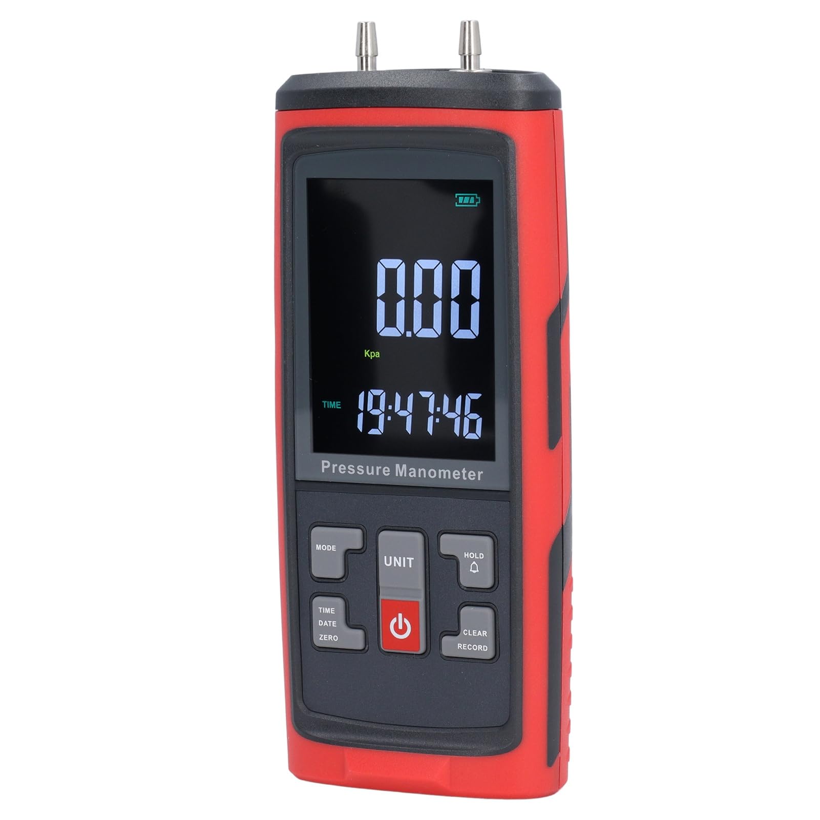 Gas Pressure Tester, Digital Differential Pressure Gauge LCD Backlit Display Gas Pressure Tester Port Manometer with, Manometers