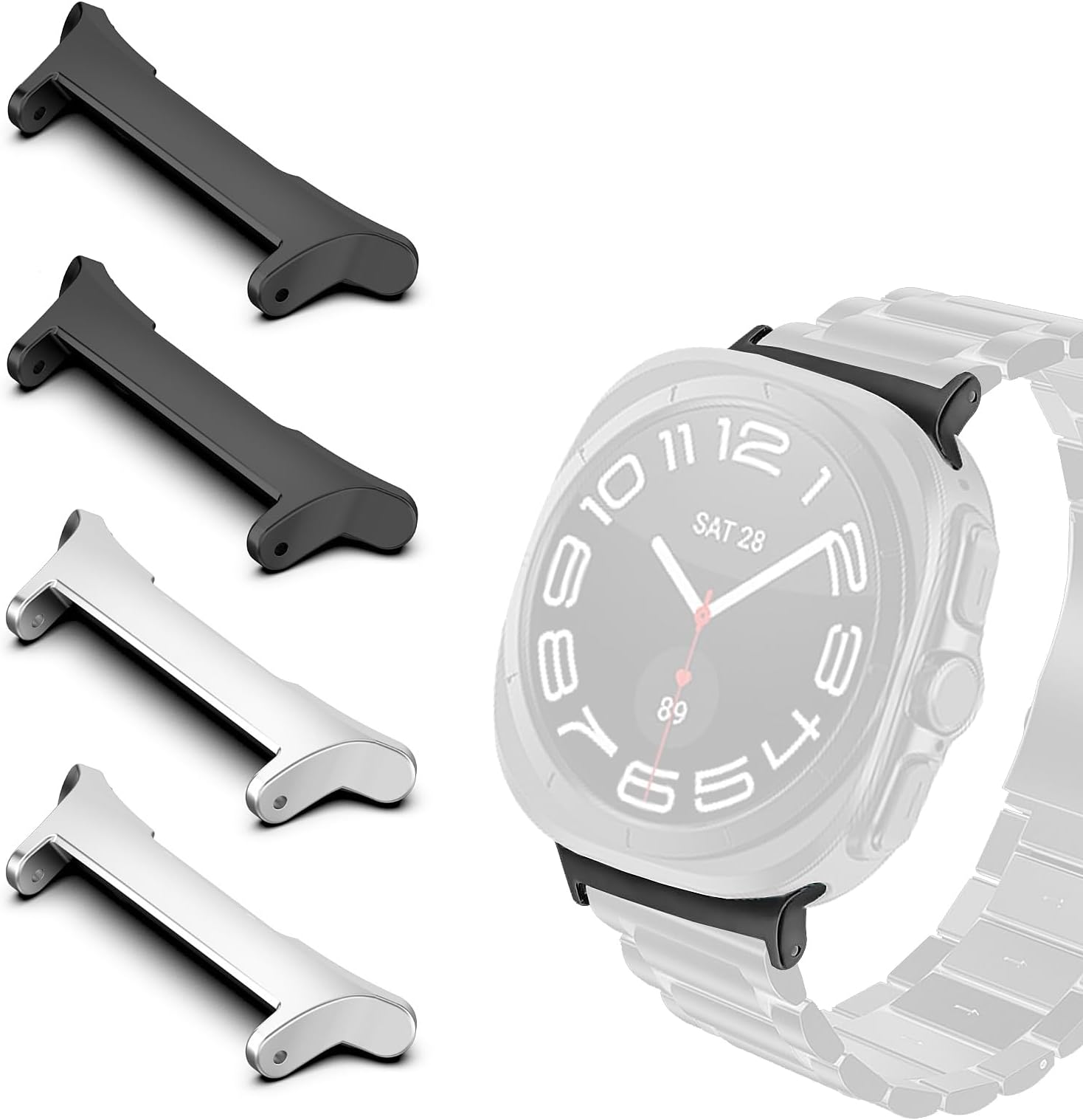2Pairs Adapters Compatible with Samsung Galaxy Watch Ultra 47mm Stainless Steel Adapter Connector 22mm Watch Band Compatible with Galaxy Watch Ultra Band Accessories
