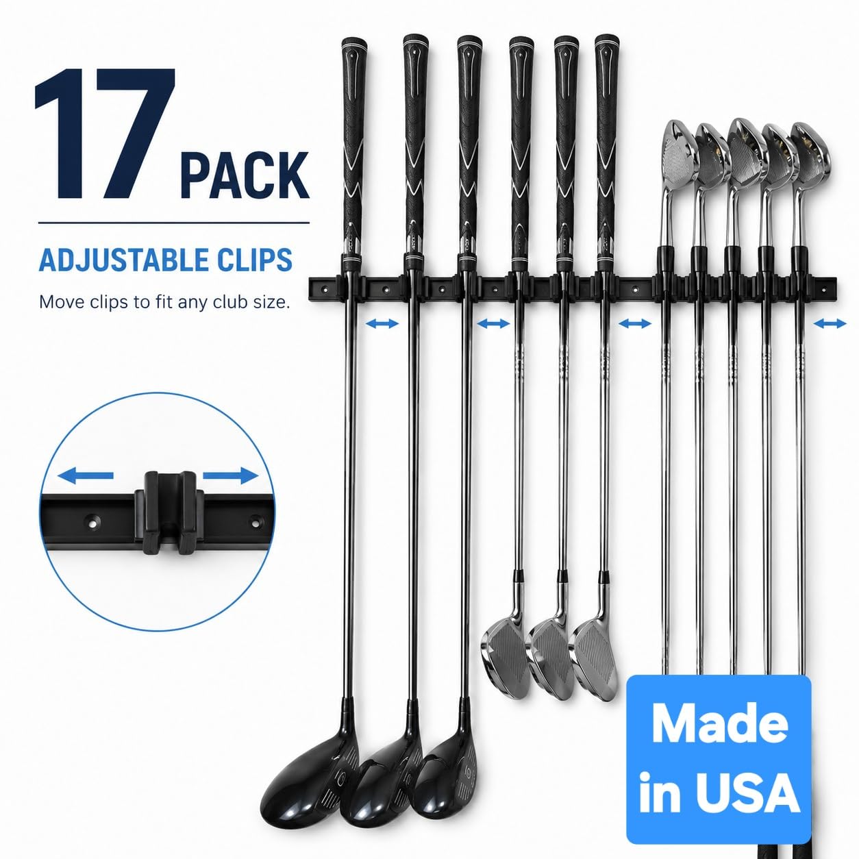 [JINTECH] Golfschlägerhalter, Wandaufhänger, Rack, Halterung, Organizer, für 16 Schläger auf 91,4 cm Aluminiumgestell (halbe Mischung)