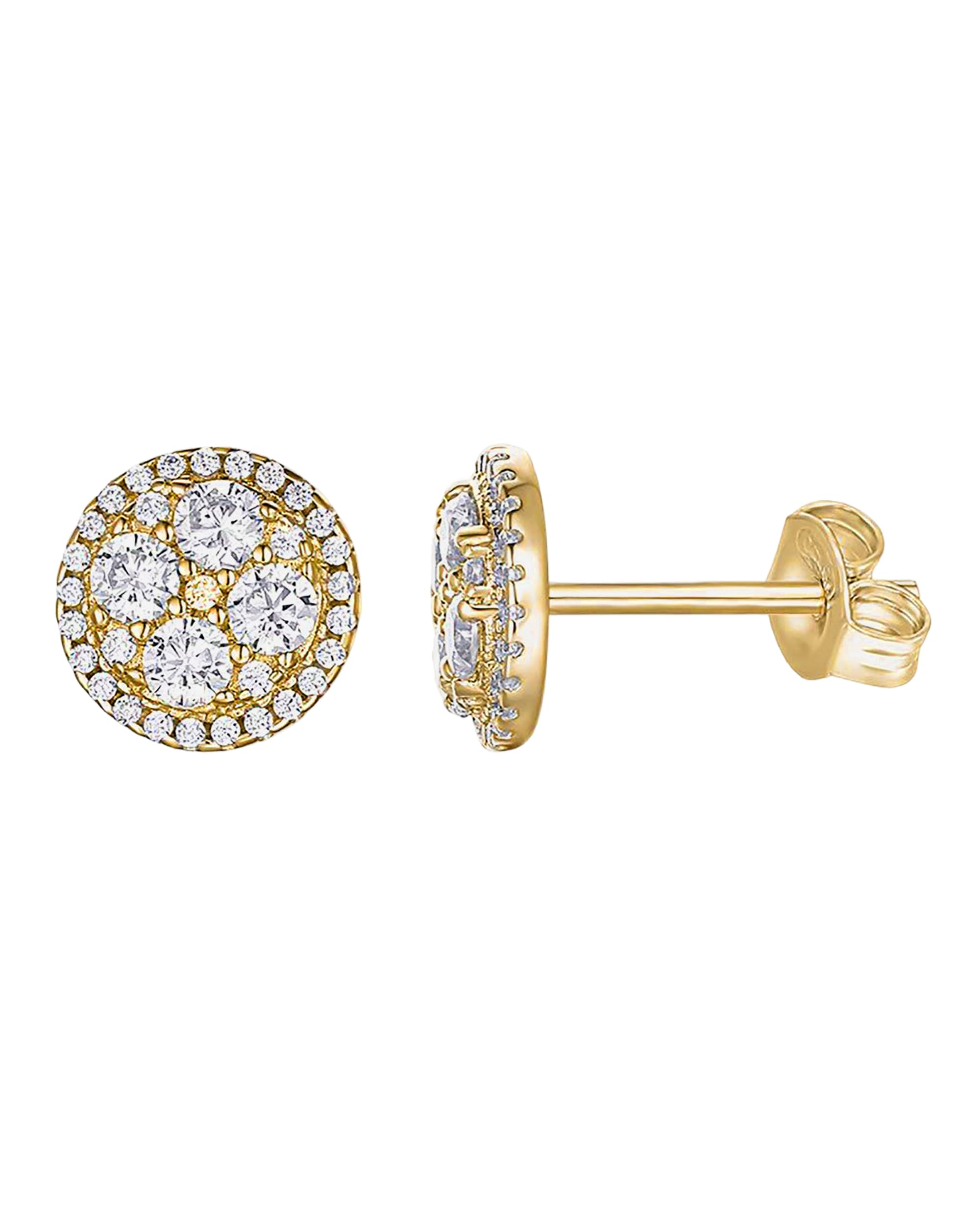 PAVOI 14K Gold Plated Sterling Silver Post Stud Earrings for Women | Pave CZ Mini Disc | Gold Earrings for Women