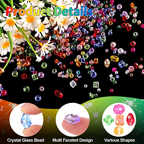 Image of Crystal Beads, 600 Pcs Assorted Glass Beads for Jewelry Making, Rondelle Beads with Container Box, Mixed Color (4 /6 /8mm)