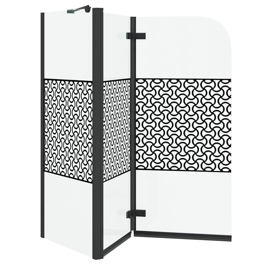 Geometryczna kabina prysznicowa, czarna, 120 x 67 x 129 cm, 4 mm szkło hartowane, aluminiowa rama, składane, obrotowe drzwi prysznicowe do wanny, ochrona przed pryskaniem