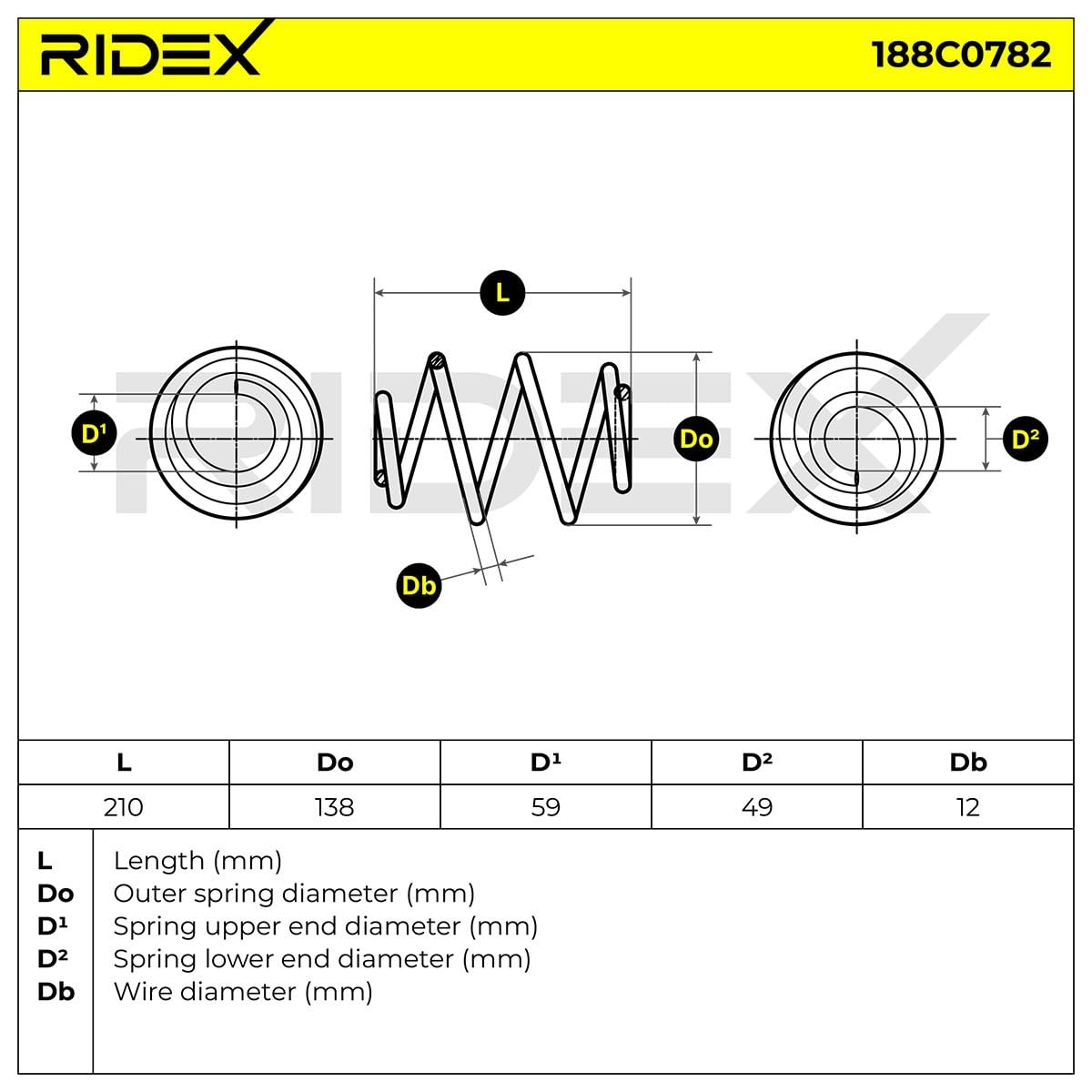 RIDEX 188C0782 2x Muelle de suspensión Trasero Compatible con RENAULT Twingo 2 CN0