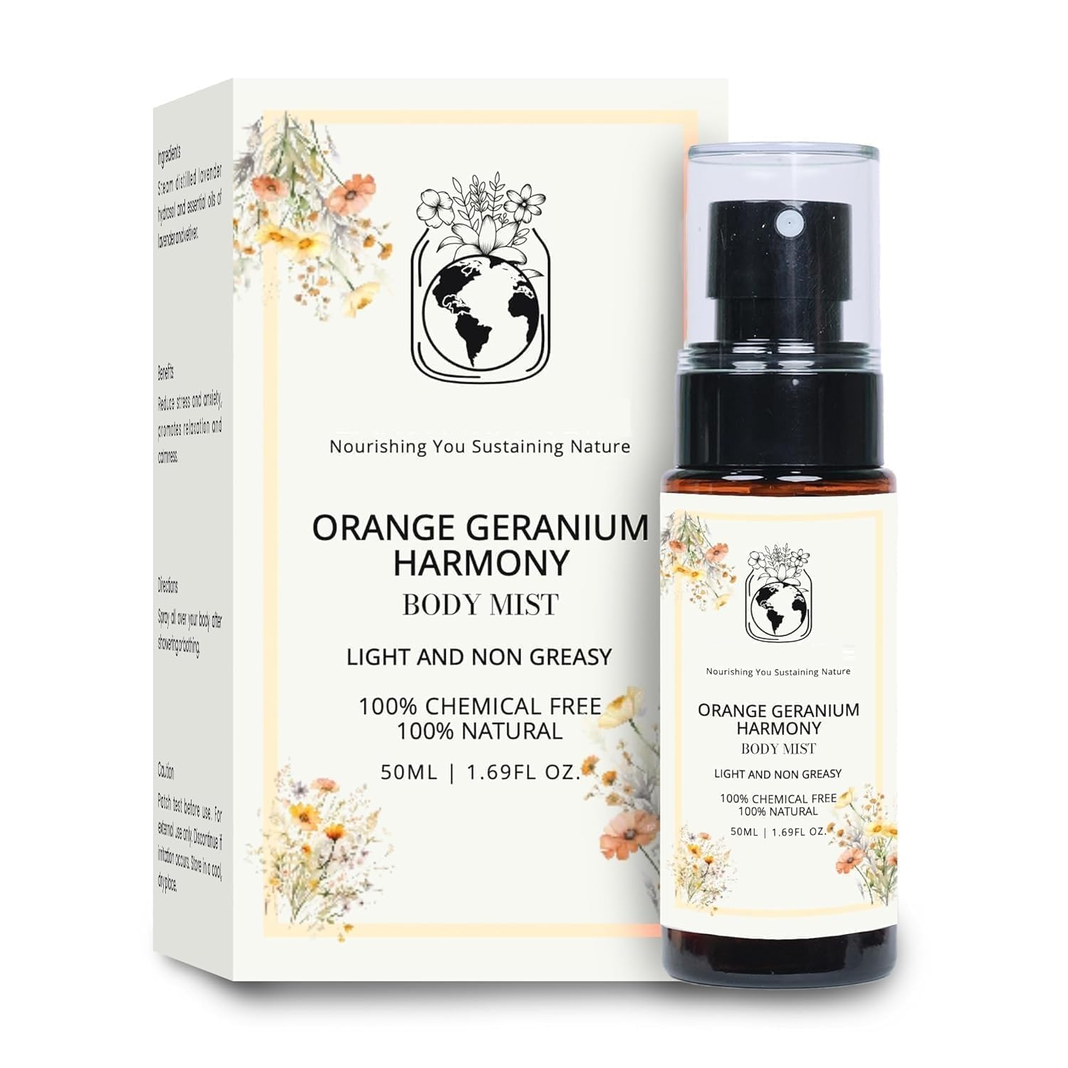 SS Orange Harmony Body Mist Nargis | Sweet Orange, Lime & Grapefruit Hydrosol Spray | Hydrating & Refreshing Body Spray – 50 ml