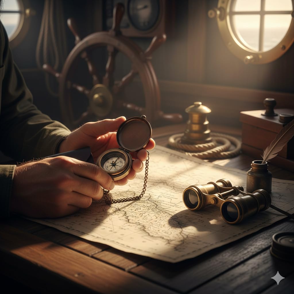Nautical Replica Hub Ręcznie robiony mosiężny otwarty kompas na łańcuszku ze skórzaną obudową, kompas kieszonkowy i prezent na wędrówki i kemping