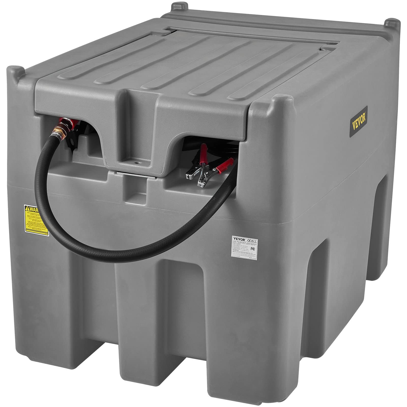 VEVOR Tanque de Diésel Portátil de Polietileno Tanque de Combustible Diésel de 116 Galones con Bomba de Transferencia de 12 V Almacenamiento de Diesel Gris Flujo Máximo de 10,6 GPM para Camión Tractor