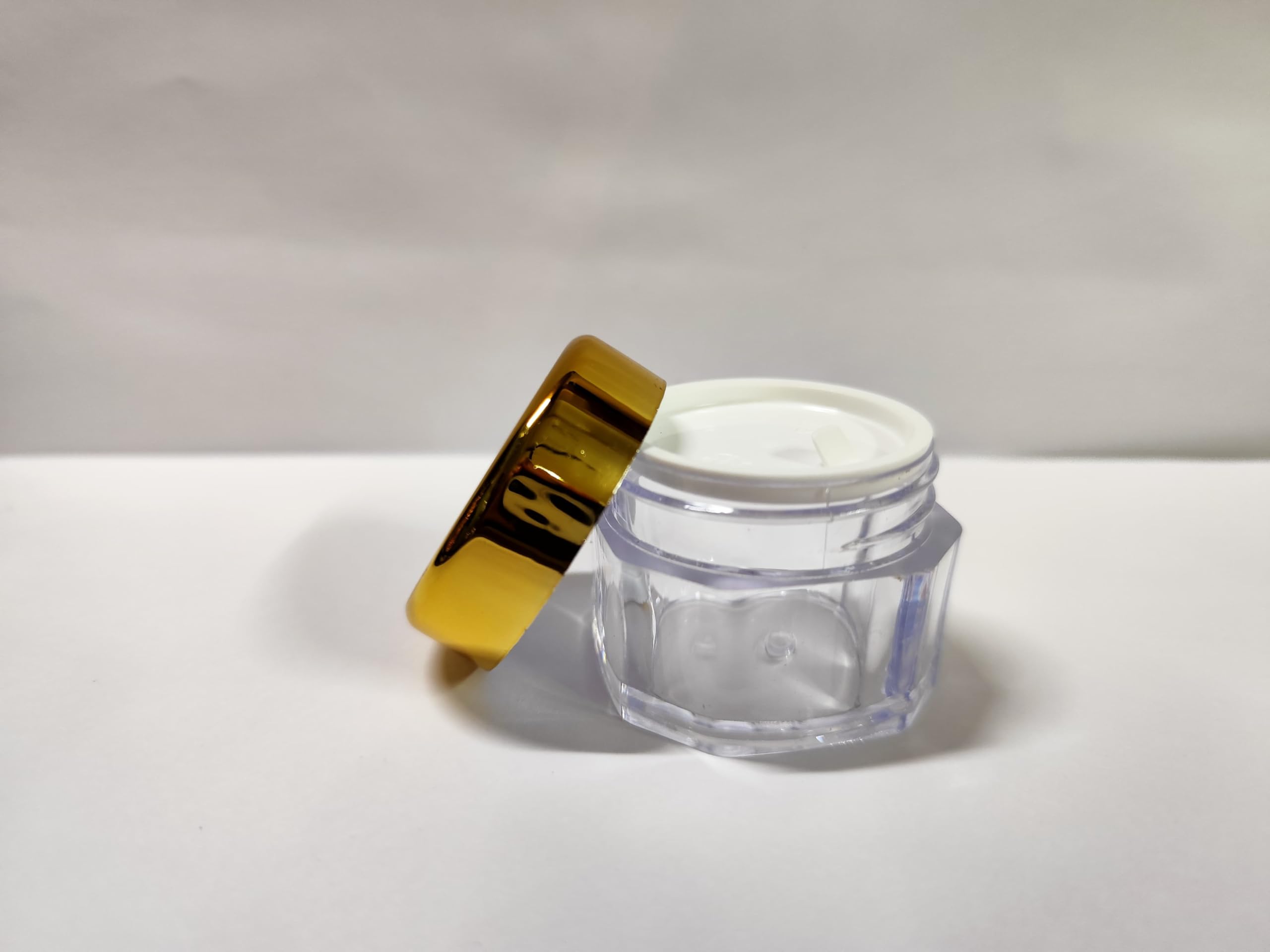 SHREE MAHA 30gm Empty Cosmetic Containers, Acrylic Jars, Fancy octane shaped, Lip Balm Containers, Transparent Jar with Golden Cap &lid (Pack of 12pcs)-image-38