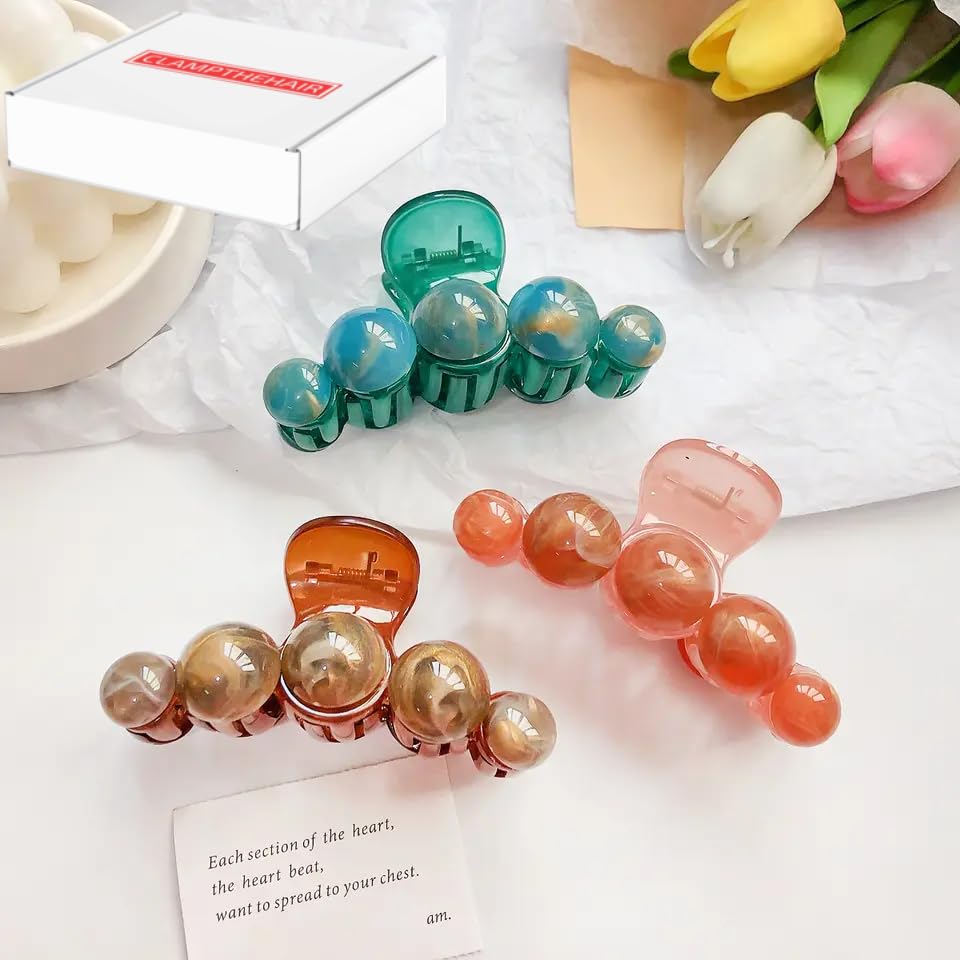 Korean Style Pearl Hair Claw Clips 3 Pcs (3 pieces, Peach, Amazon, Paarl)