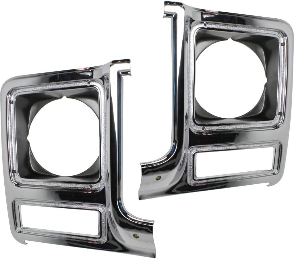 For Chevy C10 / C20 / C30 Headlight Door 1979 1980 Driver and Passenger Side Pair/Set | Round | Chrome & Painted Dark Argent | GM2512104 + GM2513104 | 14021237 + 14021238