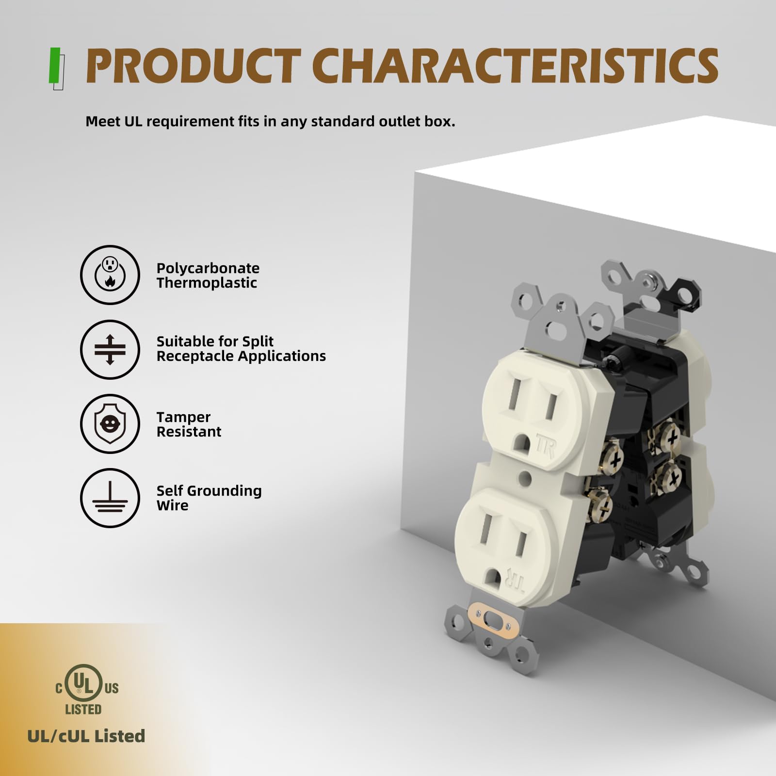 Snapklik.com : 10 Pack Duplex Receptacle Outlets, Residential Grade ...