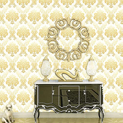 Image of FOKRIM Dmask White Golden Wallpaper 45X500 CM (Gold)