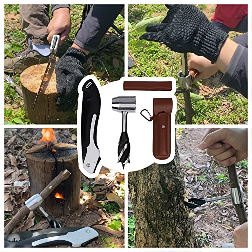 Bushcraft Gear Hand Auger Drill,Survival Tools with Folding Saw Making Wooden Rocket Stoves, 1”Dia Drill Peg and Scotch Eye Maker Settlers Wrench for Camping Shelter Building (1“Dia) - Image 6