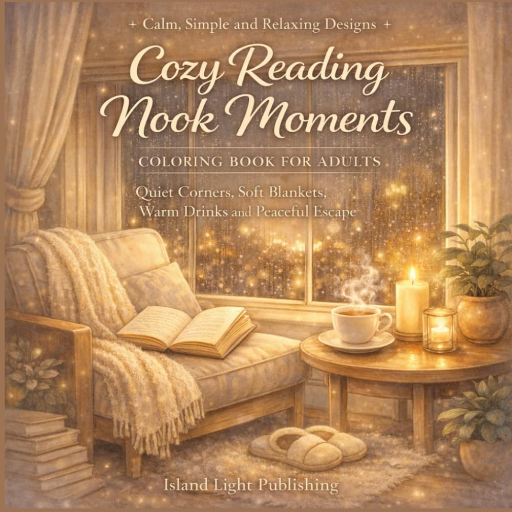 Cozy Reading Nook Moments Coloring Book for Adults: Simple Relaxing Designs of Cozy Corners, Soft Blankets, Warm Drinks and Peaceful Reading Escapes