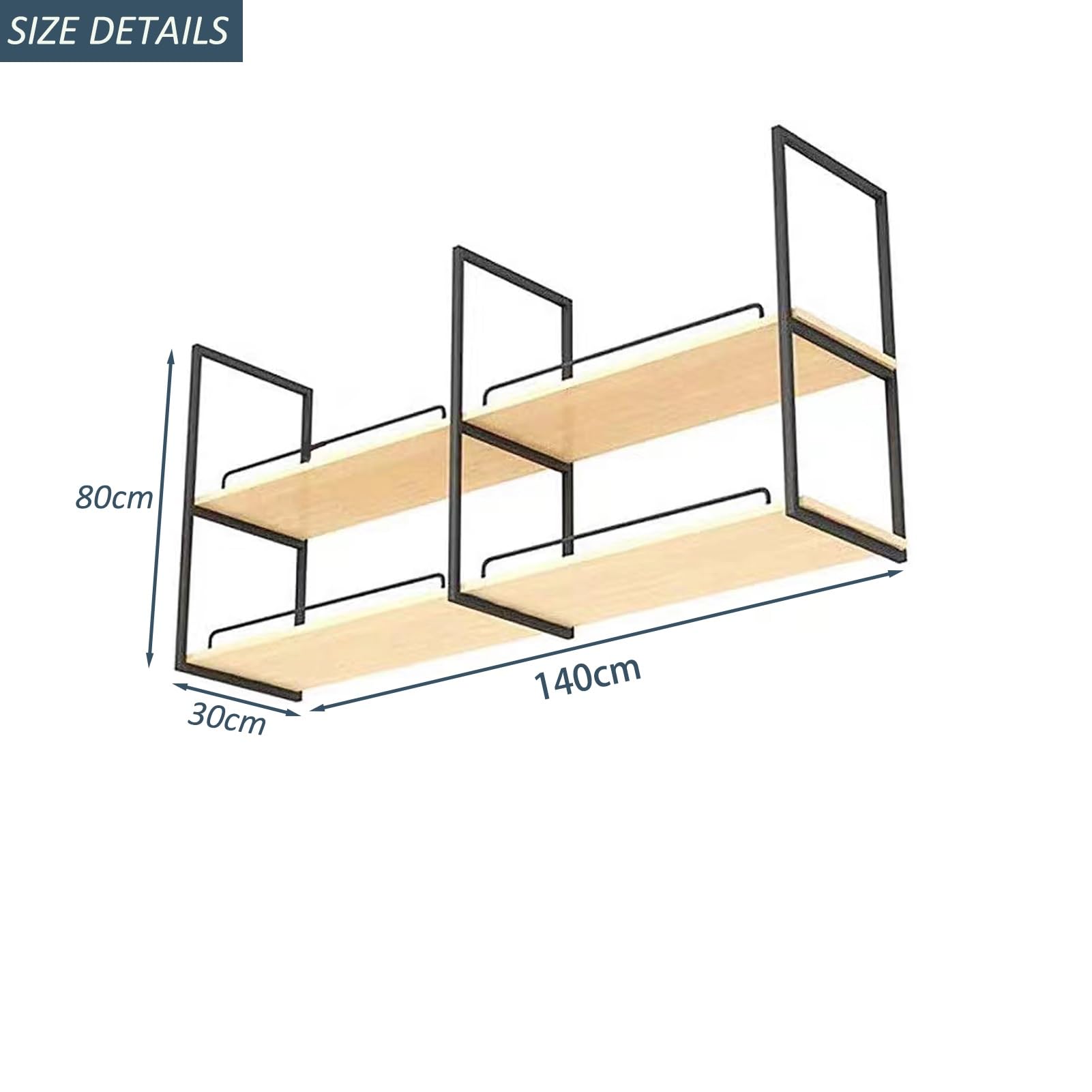 Estante flotante de madera para vino de 2 niveles con barandilla, organizador de cocina colgante para restaurante, bar, cafetería, solución de almacenamiento elegante