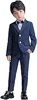 LOLANTA Meninos Terno Porta Anel de Casamento Conjunto de Terno Infantil, Blazer Xadrez Calças Gravata borboleta