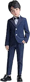 LOLANTA Meninos Terno Porta Anel de Casamento Conjunto de Terno Infantil, Blazer Xadrez Calças Gravata borboleta