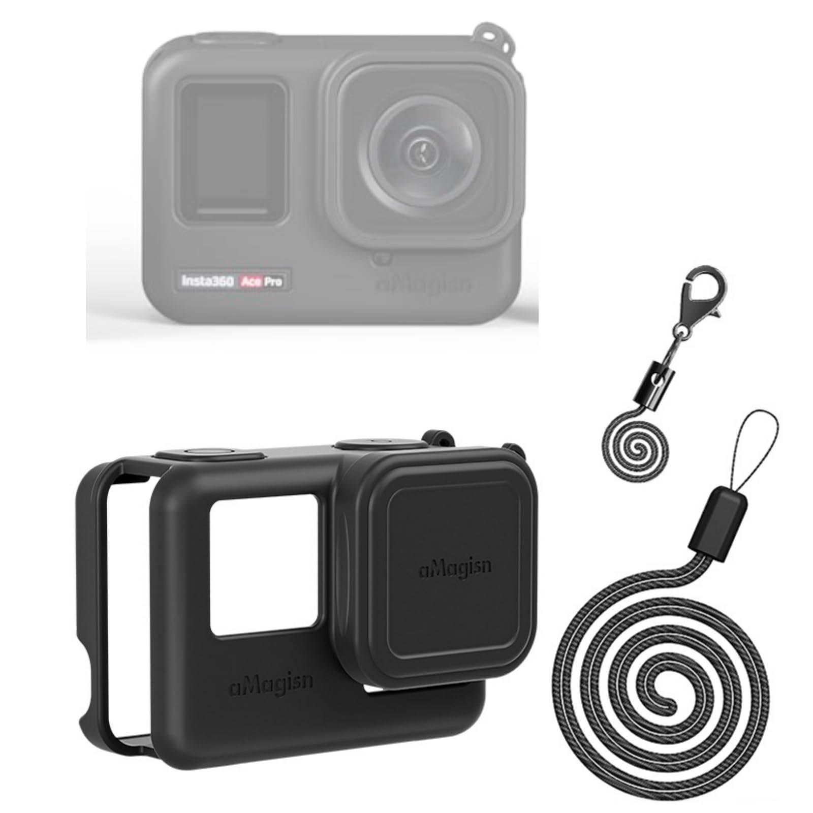 Silicone Protective Case for Insta360 Ace Pro/Insta360 Ace,Lens Caps Protector Sleeve Case Cover for Insta360 Ace/Ace Pro(AcePro,Black)