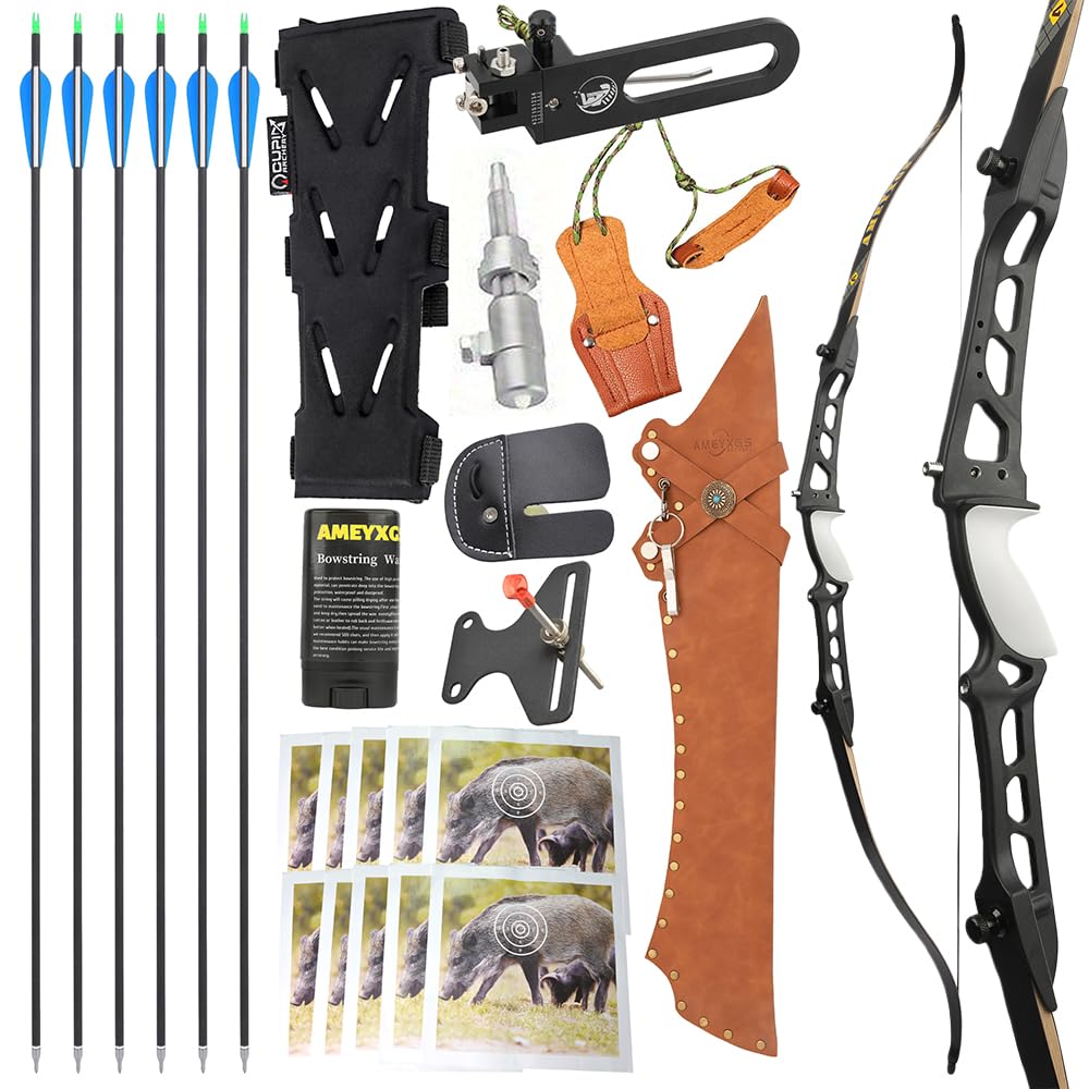 68" Recurvebogen 36 lbs - Rechtshänder Take-Down Bogen mit Aluminium Griff und Laminat Armen für Jagd und Bogenschießtraining