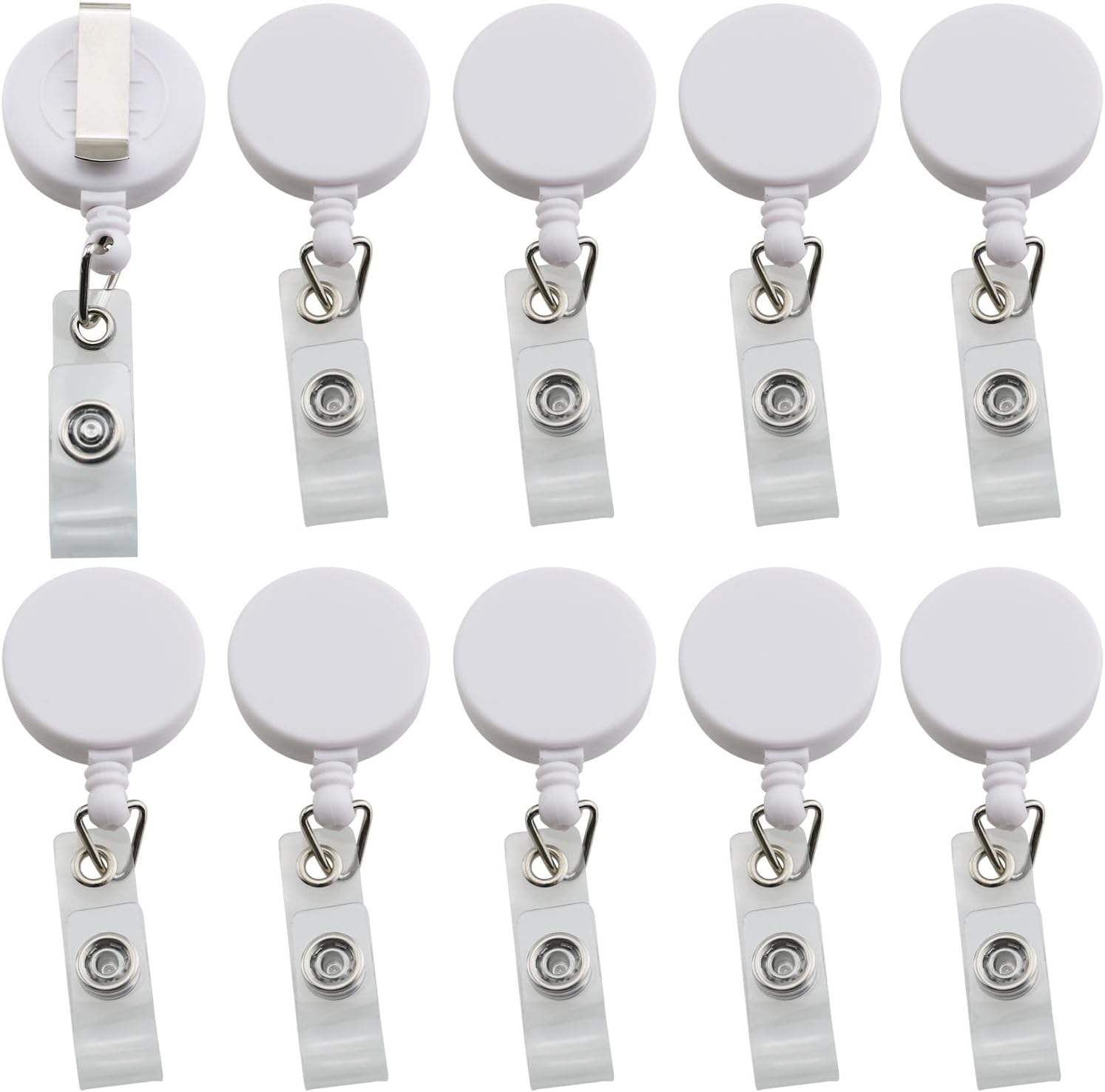 DGZZI 10PCS Retractable Badge Reel Clip Holder Swivel Back Clip Waist Easy Clip for Hanging ID Card Name Keychain White