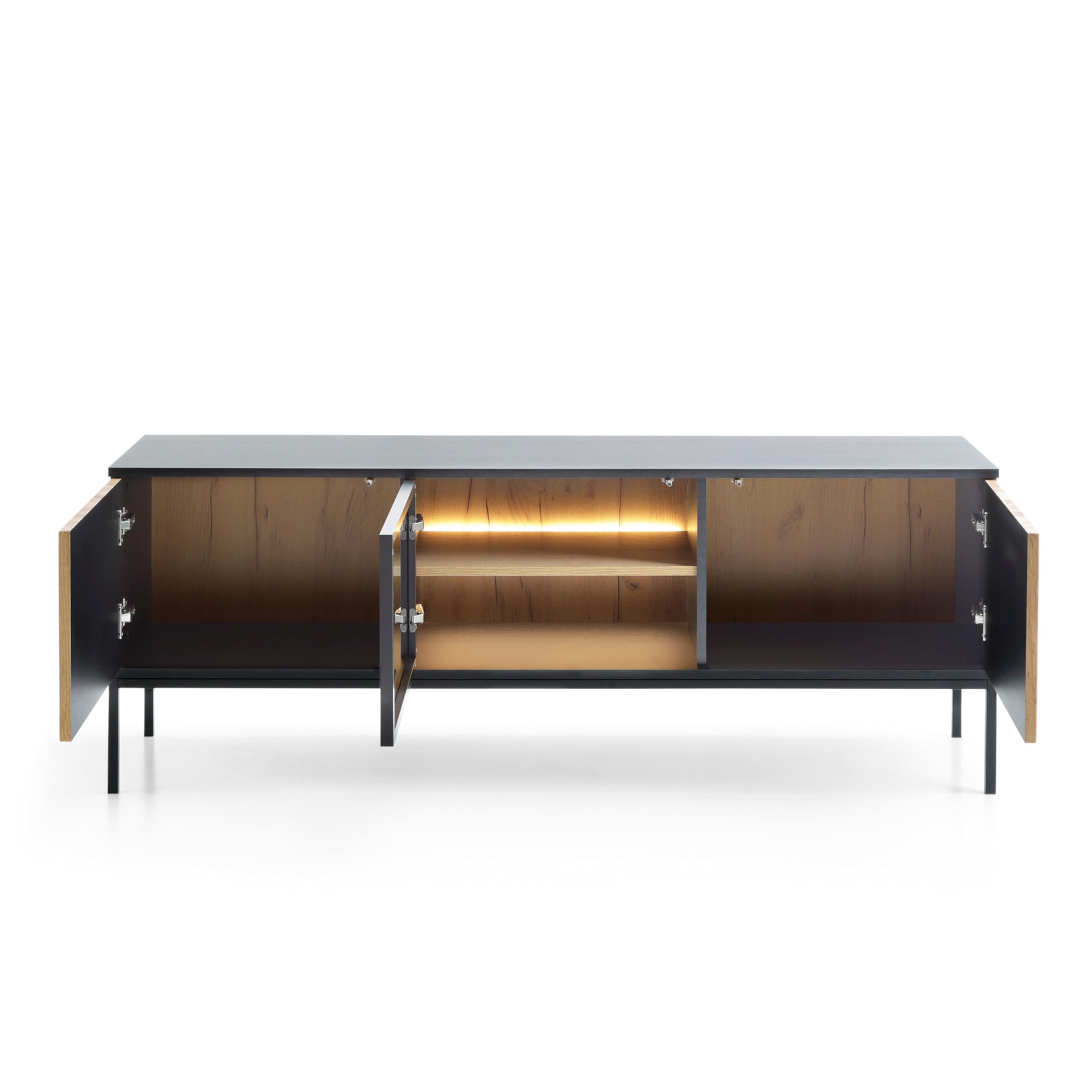 Komodee Wohnwand-Set Laval A1 Schwarz/Eiche Wotan 257x126x39 cm