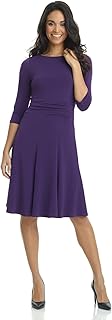 Rekucci Women's Flippy Fit N' Flare Dress with 3/4 Sleeves