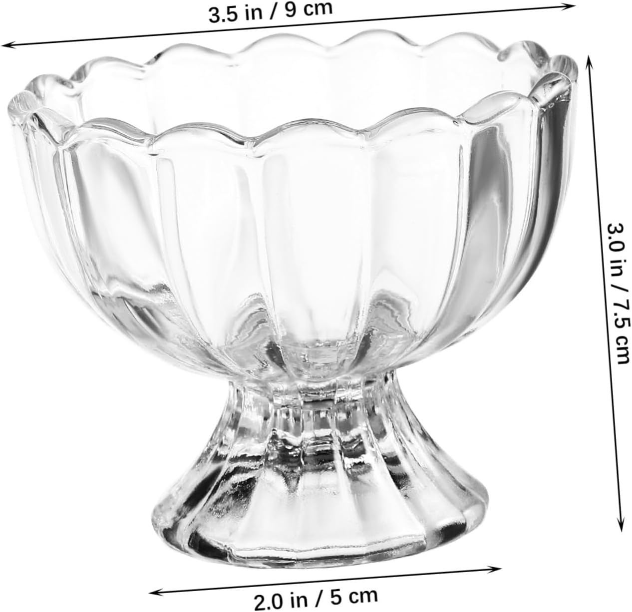 4pcs Footed Ice Cream Bowls Glass Dessert Cups Reusable Transparent Serving Bowls for Snacks and Sundaes Clear Glassware for Kitchen and Parties