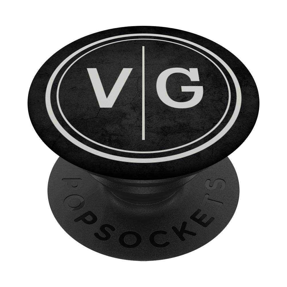 VG Monogram Gift Black Two Initials VG Monogram PopSockets Grip and Stand for Phones and Tablets