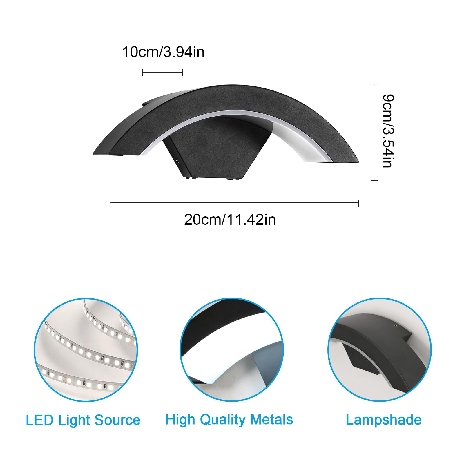 SENQIU Outdoor Wall Lights, Outside Wall Light LED Black, IP65 Waterproof Porch Front Door Light Lamp - Image 4