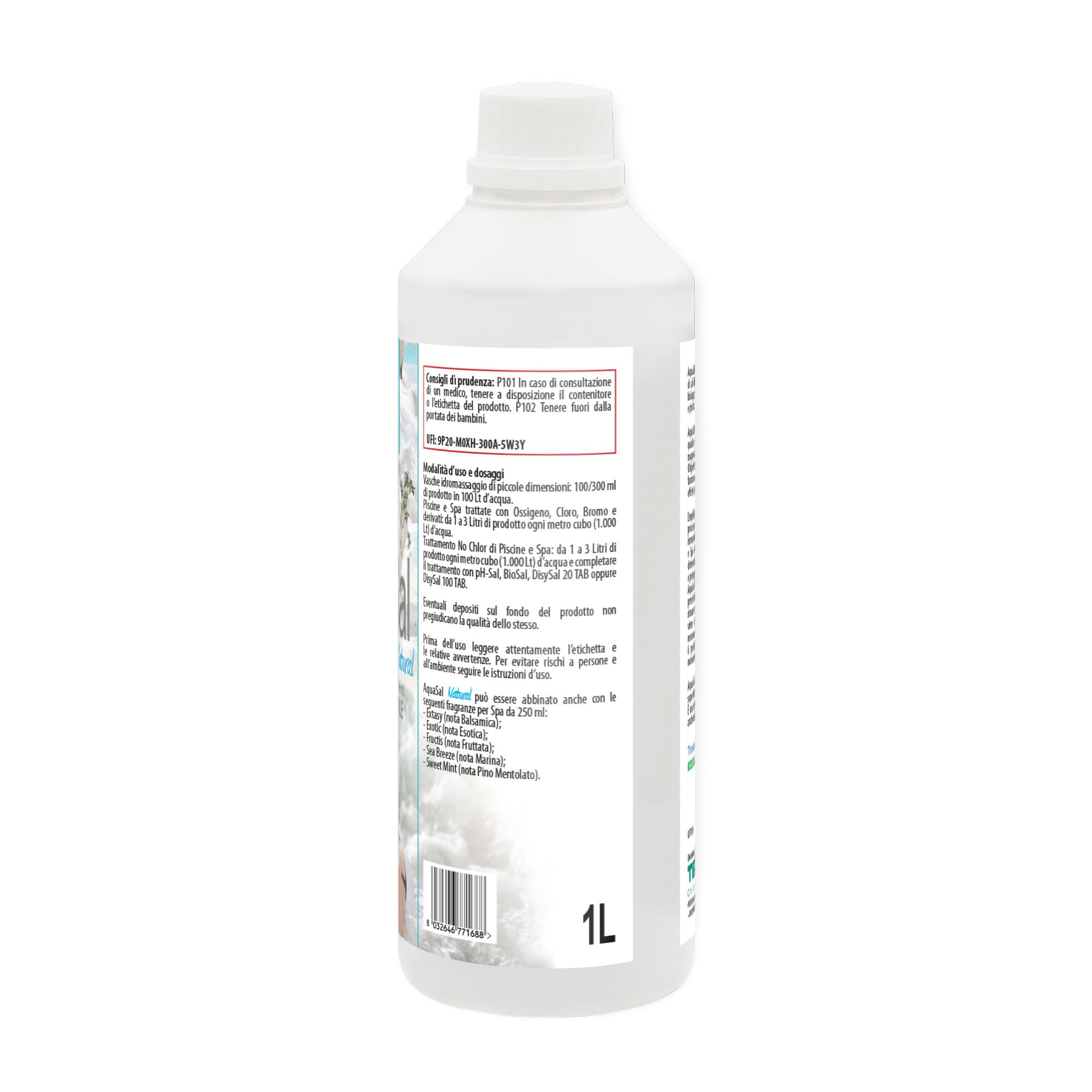 AquaSal, mezcla con alta concentración de sales de magnesio, potasio y yodo de alta actividad biológica para spas, jacuzzis y piscinas, 1 litro -
