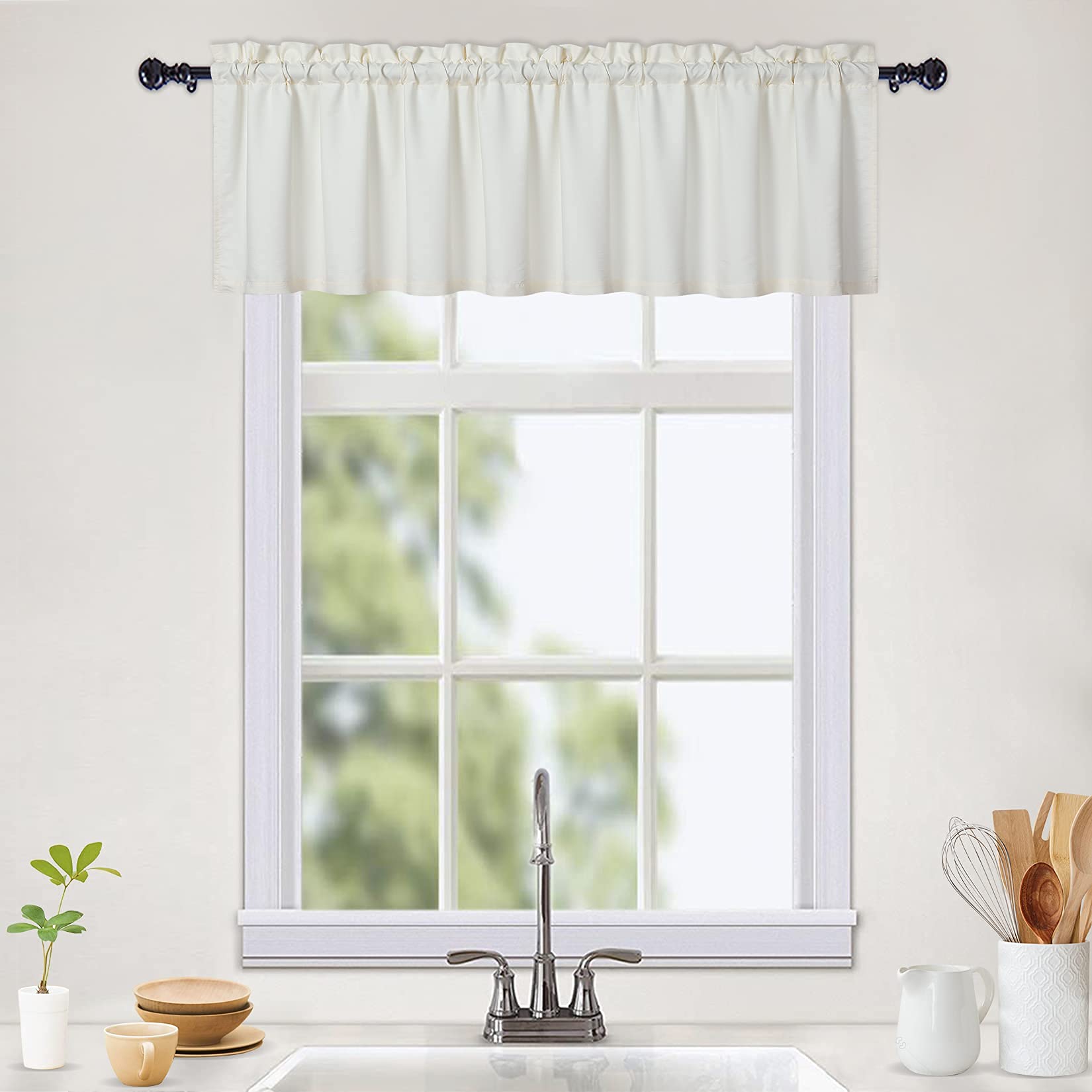 GarveeHome Bistro-Kurzgardine 152x38cm Sichtschutz Stangendurchzug Bad
