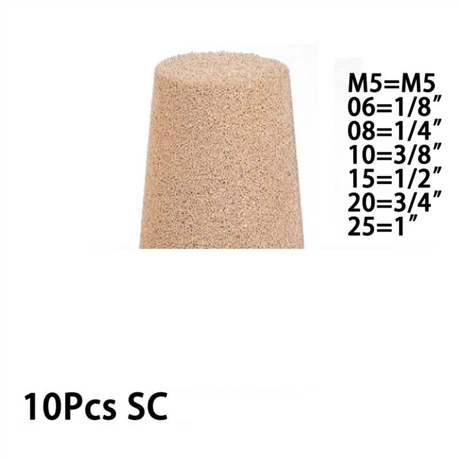 WUZDPRCJ 10Pcs/lot SC Muffler Air Silencer Sintered Copper M5 1/8 1/4 3/8 1/2 3/4 1 Pneumatic Brass Silencer Air Exhaust (Color : SC 10 G Thread 3-8)