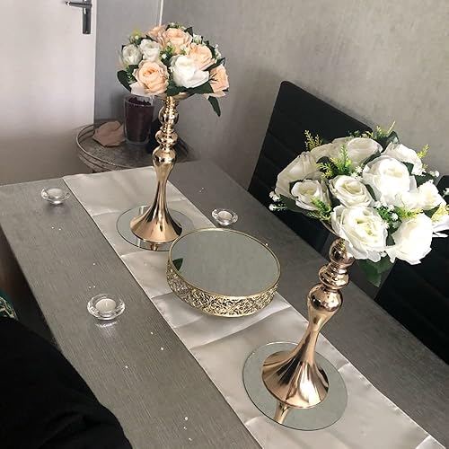 Miniatura 4 de Bandejas de espejo para mesa, centros de mesa de boda, decoración de espejo acrílico, bandejas para velas, juego de 6 bandejas redondas de 8