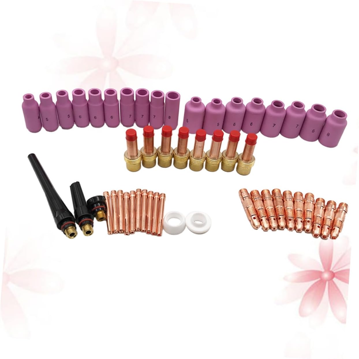 VILLCASE 51PCS Wp- Tig Welding Torch Gas Lens Kit Torch Consumables with Low Burn-loss Rate Compatible Welding Accessories for Precision Tasks