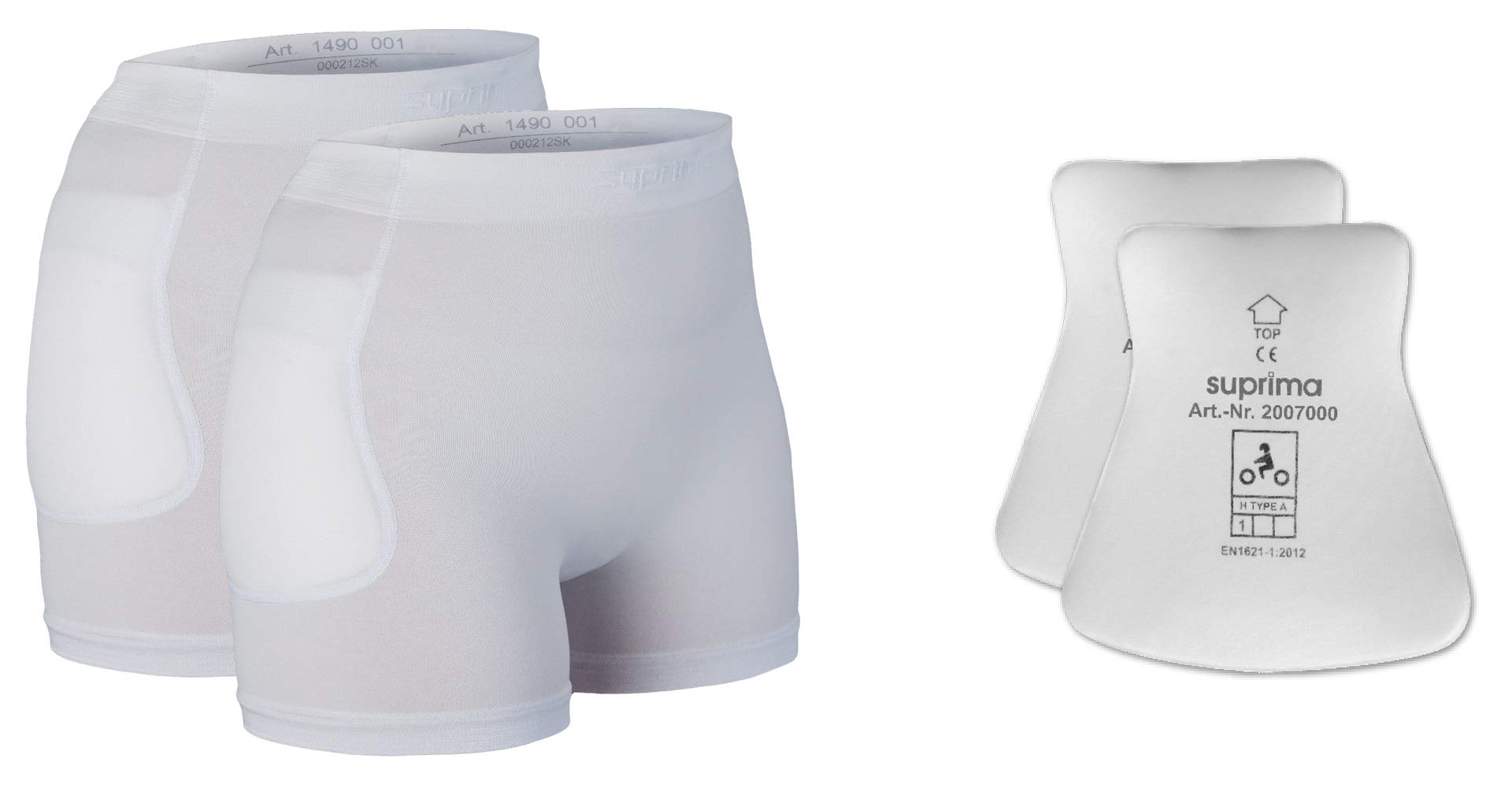 Suprima Set di protezioni per anca slip, 2 X 1 – 4900 e 1 X 2007 – Gr. M - bianco