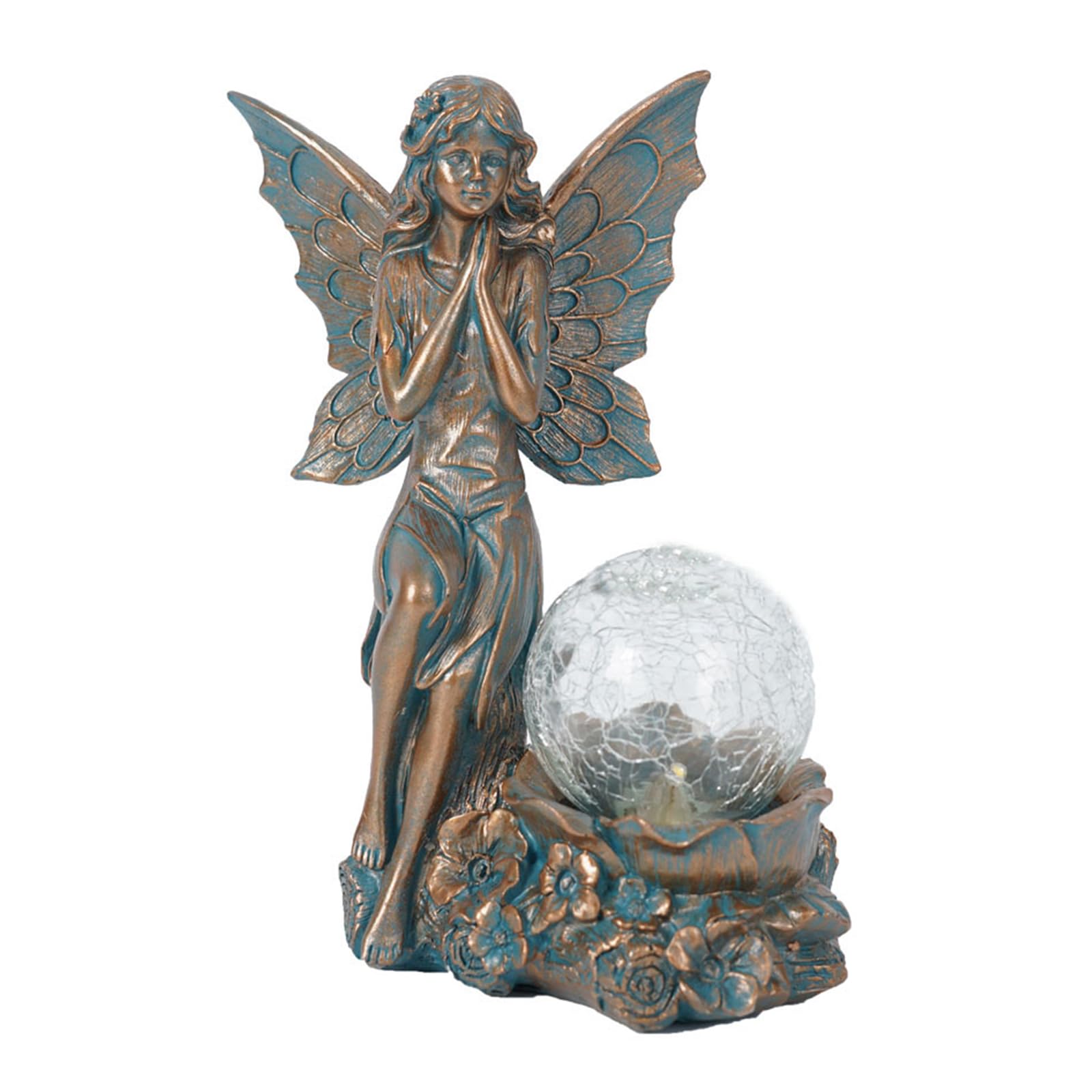11.34inch Solar Fairy Garden Statue Decor Angel Girls Resin Figurine Resin