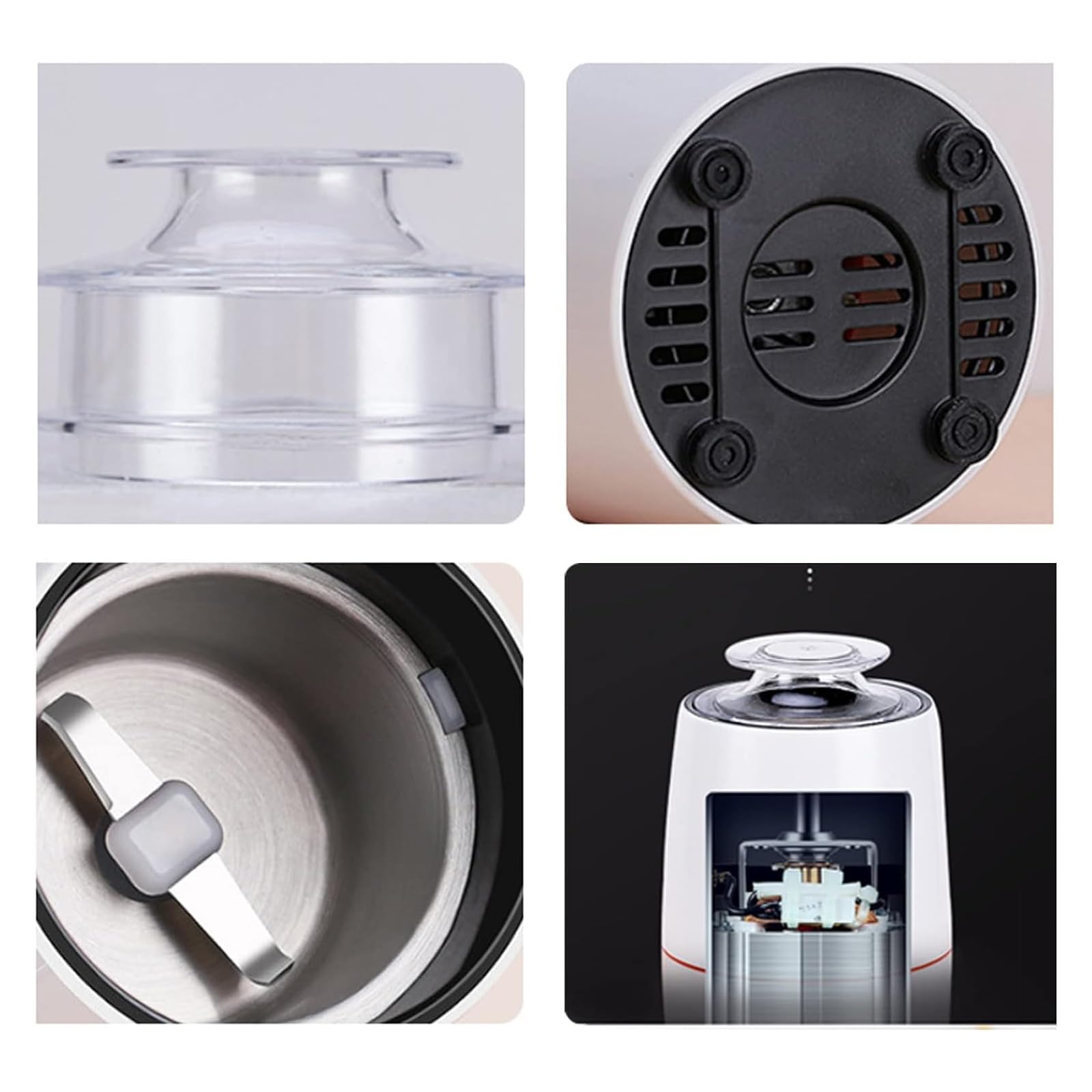 Molinillo De Café Eléctrico, Hoja De Acero Inoxidable, Potente Motor, Tapa Transparente, Fondo Antideslizante, Capacidad De 50 G, Portátil Y Compacto Para Granos De Café, Especias, Nueces, Semillas,