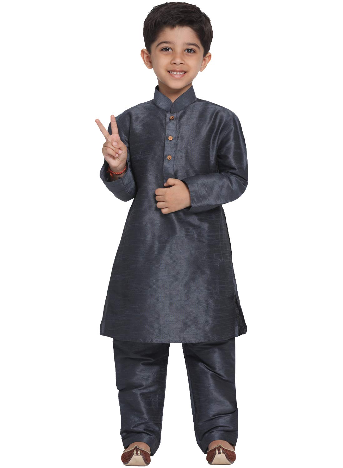 Jbn Creation Boys' Slate Silk Blend Kurta And Pyjama Set_Vasbkst001Npst_34