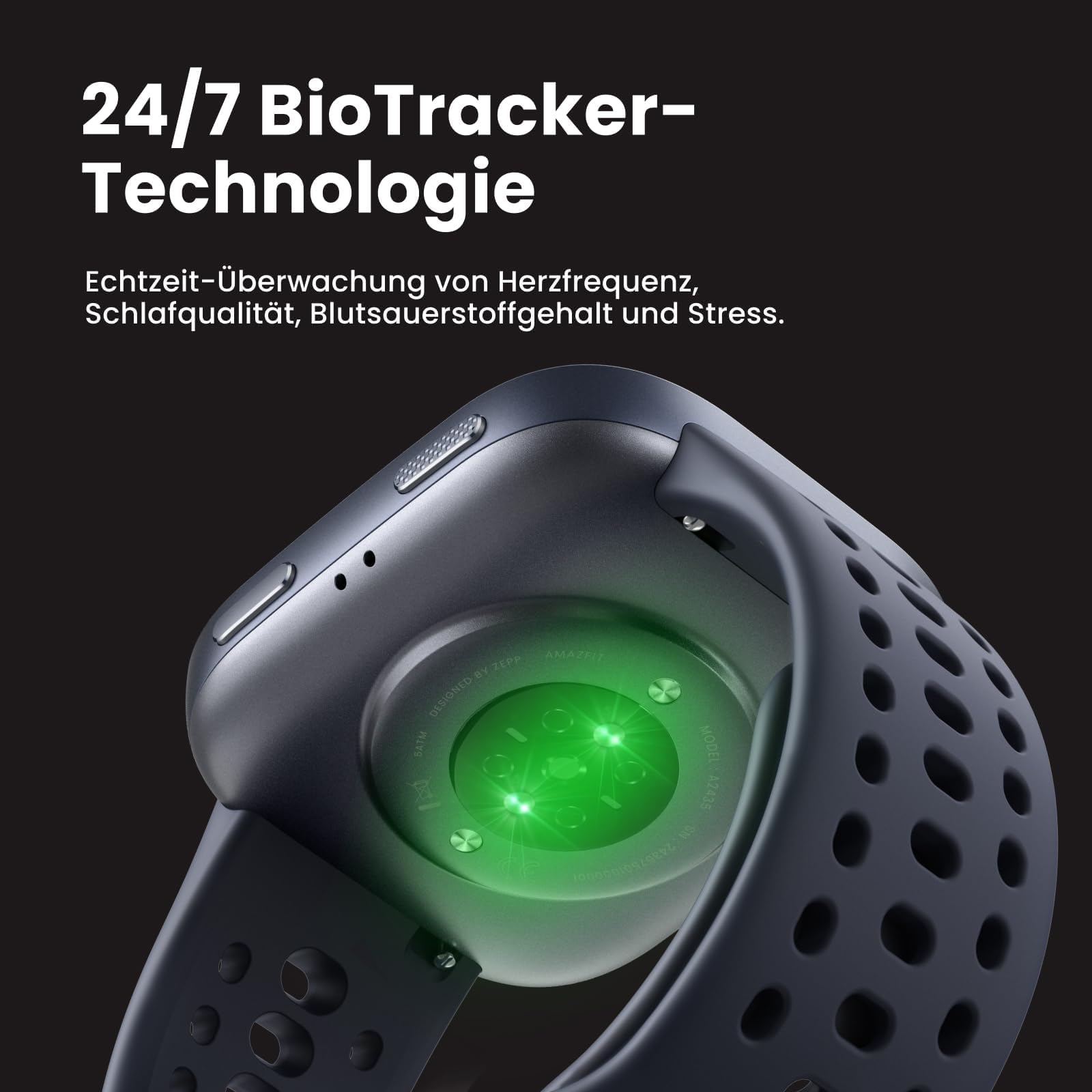 Amazfit Bip 6 Smart Watch 46mm, 14 Tage Akku, 1.97" AMOLED, GPS, AI, Bluetooth Anruf, Gesundheits-Fitness-Schlaf-Tracker, 140+ Trainingsmodi, 5 ATM