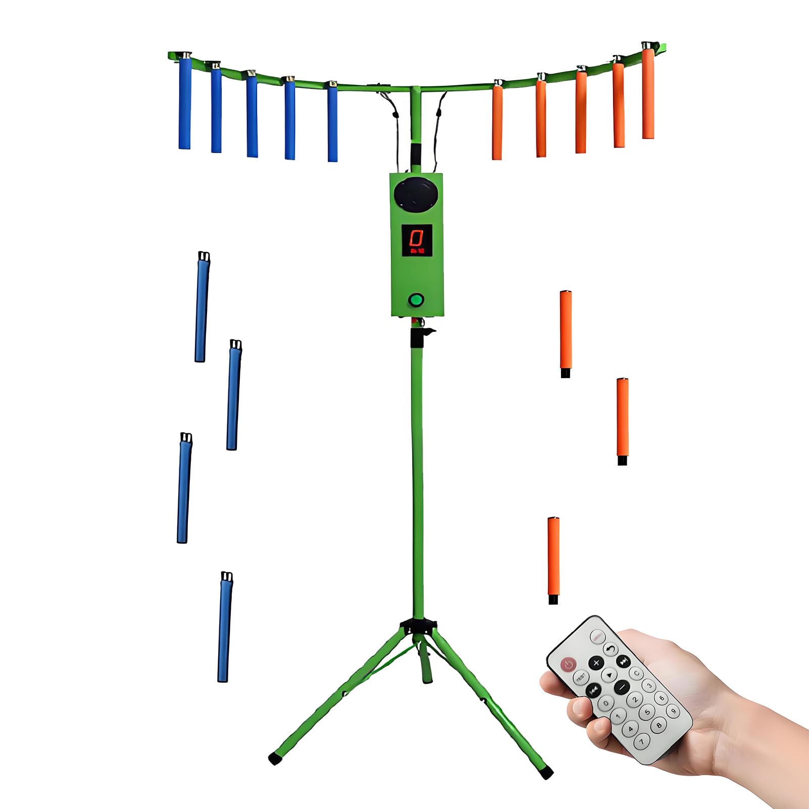 EpyGnom Hand Eye Coordination Training Catching Stick Game, Reflex Stick Challenge Game with LED Digital Display & Music Reaction, for Events, Rentals, and Family Game Nights Green
