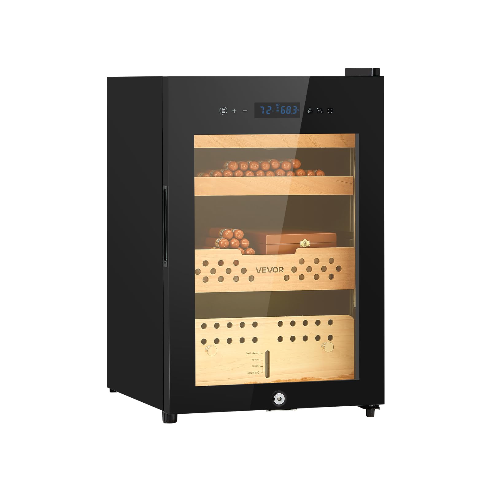 VEVOR Electric Humidor, 60L, 350 Counts Electric Cigar Humidor Cabinet with Compressor Cooling, Constant Humidity &amp; Temperature Control, Spanish Cedar Wood Shelves &amp; Drawers, 3 Layers, for Household