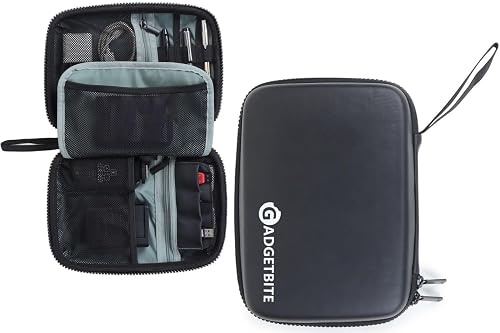 GadgetBite EVA Water-Resistant Travel Electronic Organizer Bag for Charger, USB, Hard Drive, Phone, Cables, SD Cards, and More, Compact Portable Storage Carrying Case for Electronics Accessories