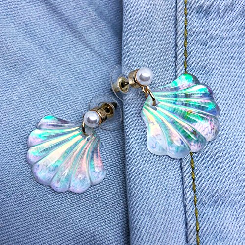 1 Pair Color Change Pearls Sea Shell Stud Earrings Beach Jewelry Gifts for Women for Halloween Party2