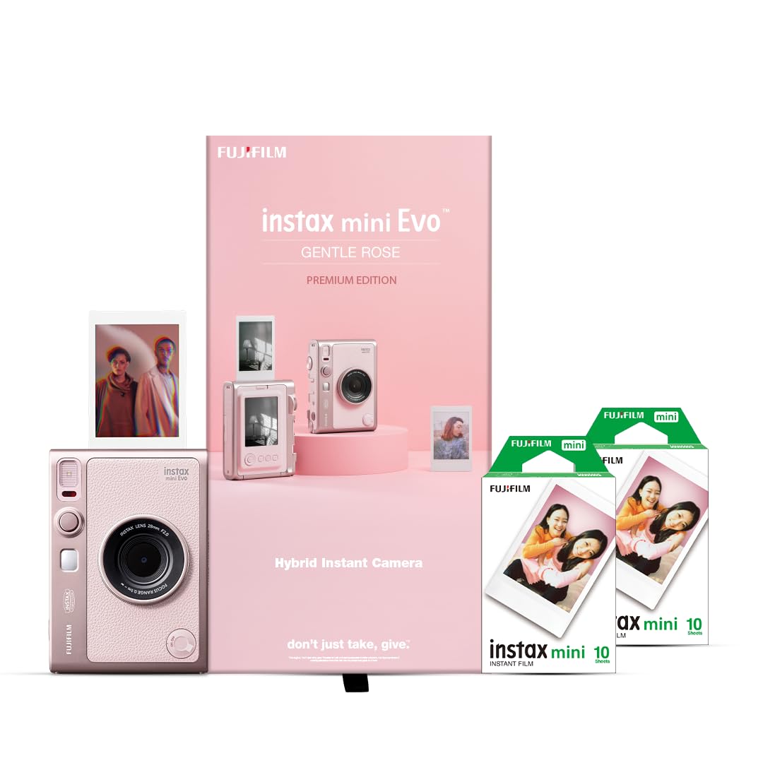 Fujifilm Instax Mini Evo Hybrid Camera Premium Edition with 20 Shots of mini Film Confetti - (Gentle Rose)-image-48