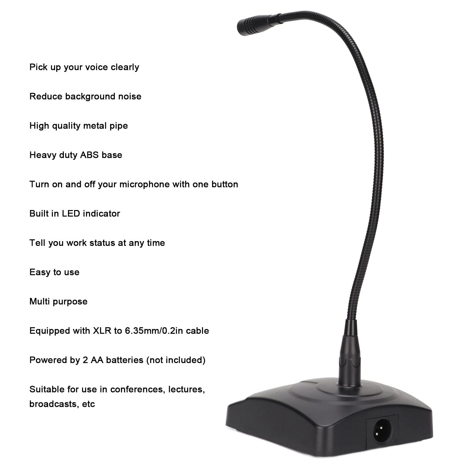 Goshyda Microfono USB da Tavolo, Microfono a Collo D'Oca Regolabile a 360 Gradi Microfono Cablato USB con Cavo XLR a 6,35 Mm, Indicatore LED, Riduzione del Rumore, Interruttore One Touch