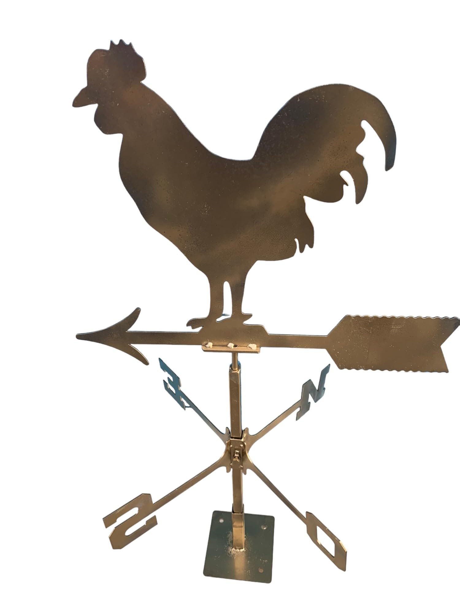 Banderuola segnavento da giardino a forma di galletto con punti cardinali in ferro 83x45 cm
