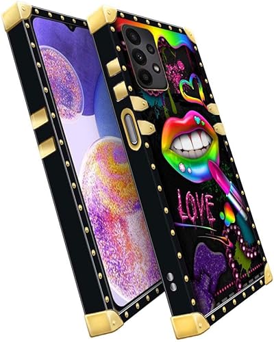 Miniatura 5 de Yuning419 Funda compatible con Samsung Galaxy A23 5G, Lipstick Lips A23 5G para niñas y mujeres, funda cuadrada de lujo de TPU suave a prueba de