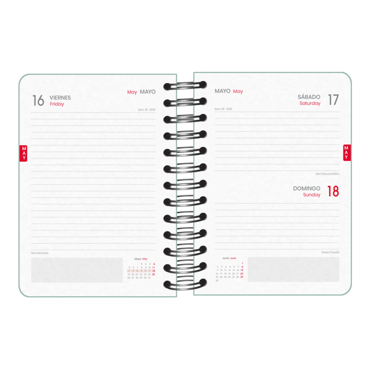 DOHE, School Diary 2025 2026, Day Page, Size A6 (12 x 17 cm), Spanish and English, September to June - Image 2