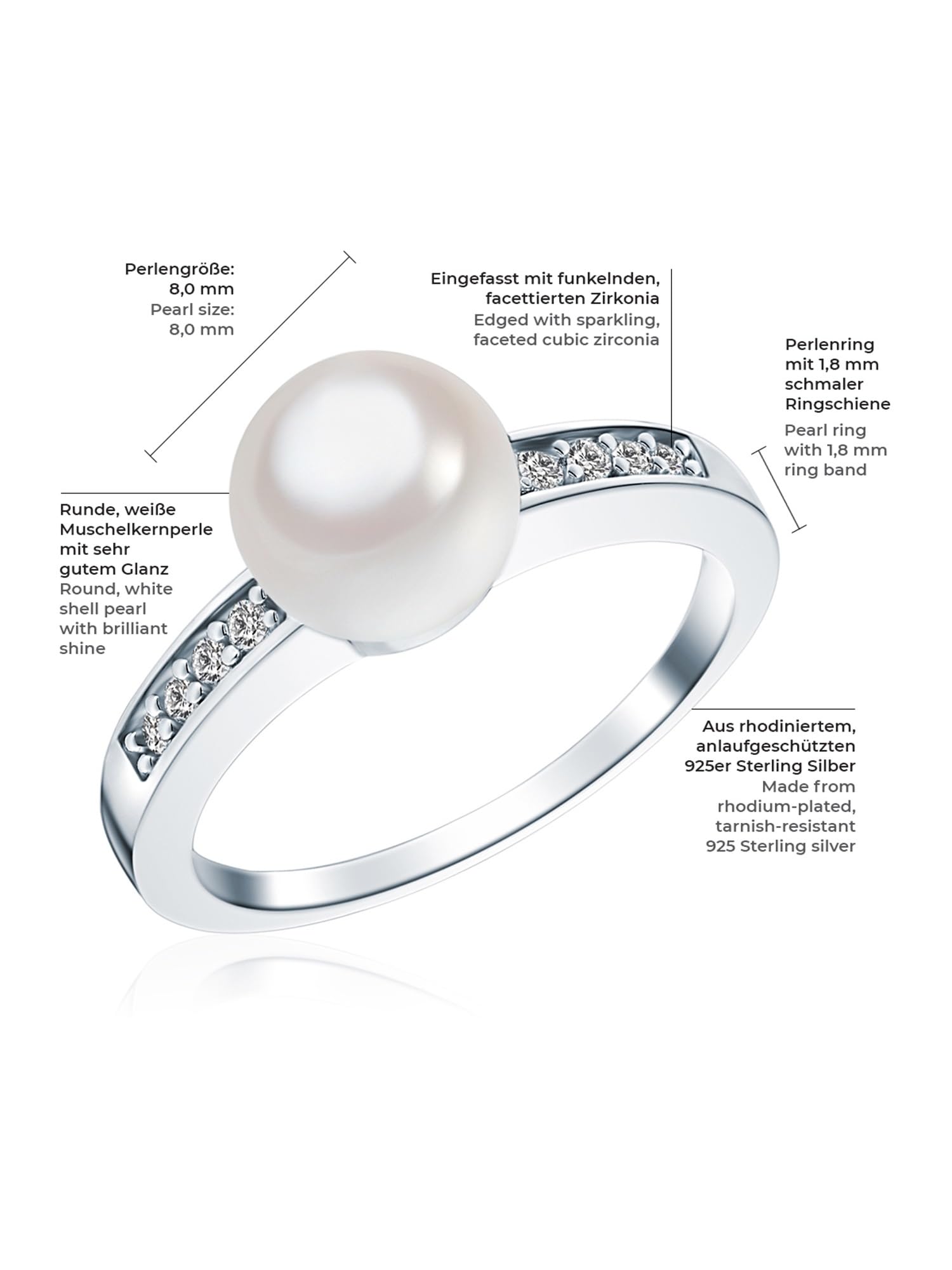 Anillo de Perla para Mujer Plata de ley 925